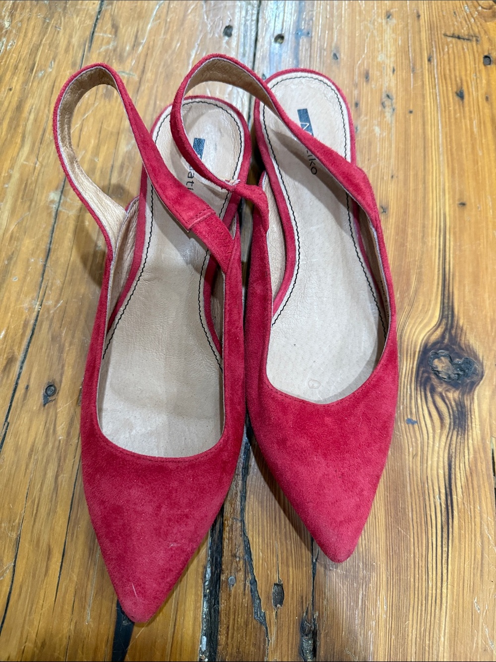 Matiko Red Pointed Suede Slingback Flats Size 39